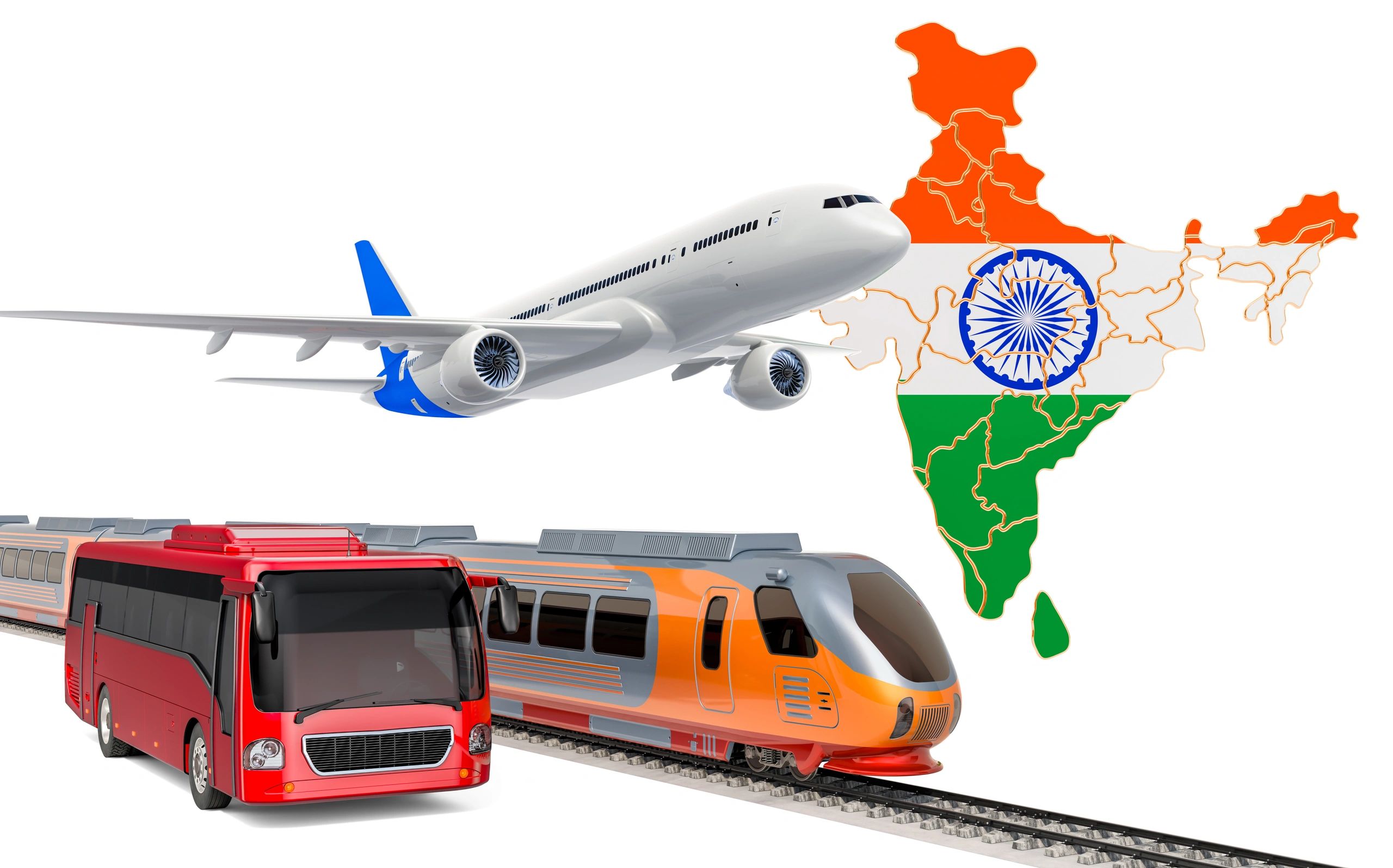 Passenger transportation in India by buses, trains and